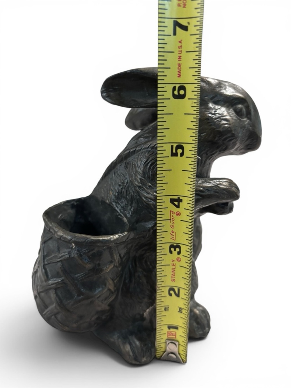 Bunny Rabbit with baskets. Decorative resin dark Bunny Planter 6.5” x 5” - Picture 10 of 11